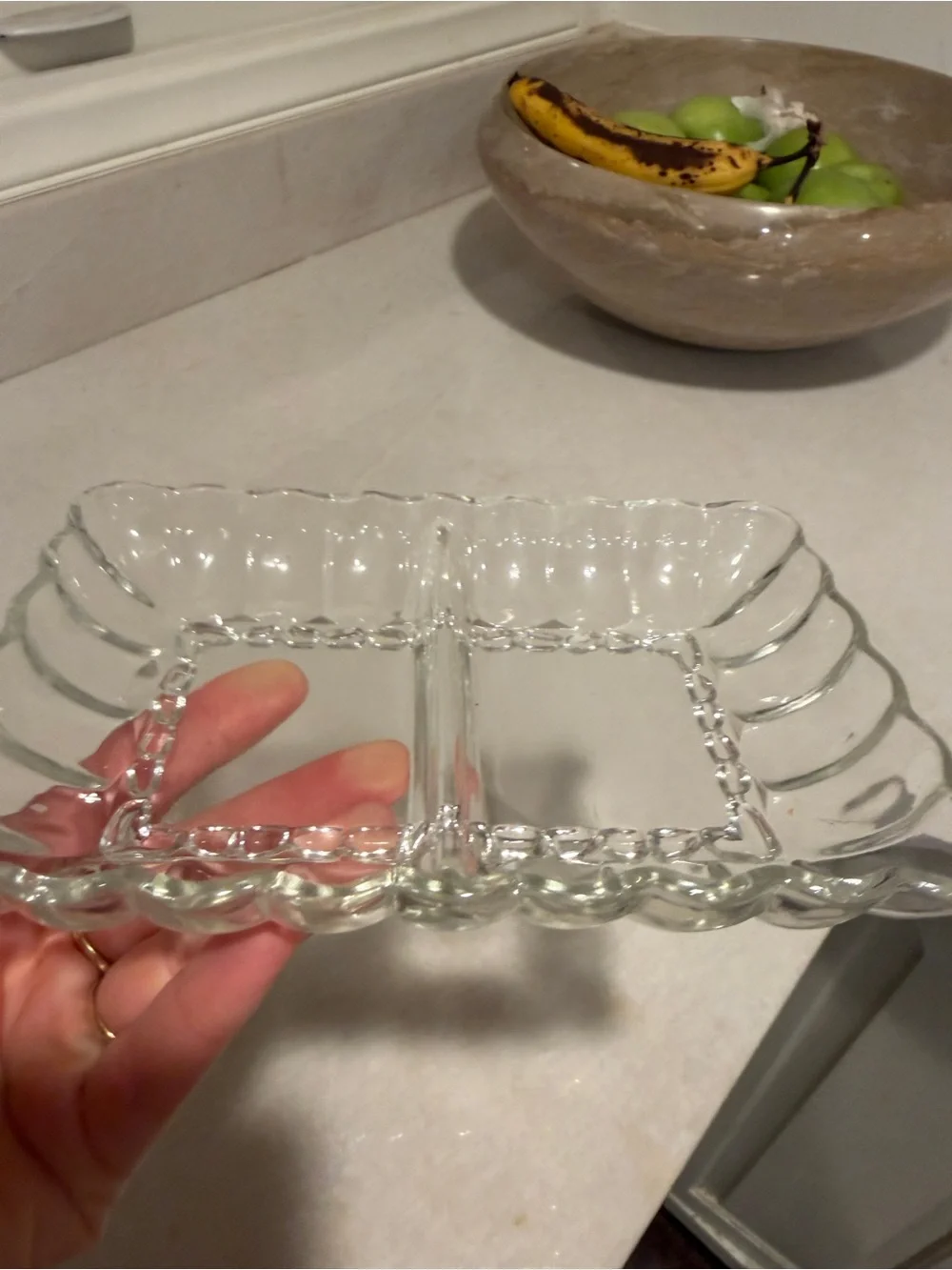 Vintage Clear Glass Divided Vanity Tray